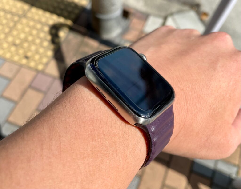 Apple watch レザーリンク ダークチェリー S/M 45mm